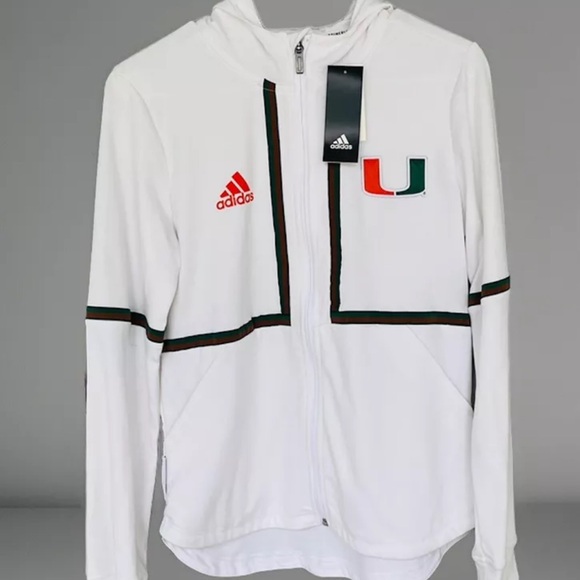 Adidas Miami Hurricanes Full Zip Clima Lite Performance Jacket College Sz S/M - Picture 12 of 14